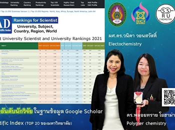 อาจารย์ประจำสาขาติดอันดับนักวิจัยในฐานข้อมูล
Google Scholar